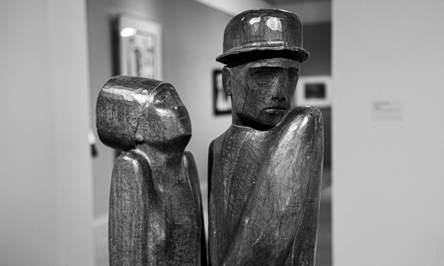 Berlinische Galerie, Berlin, Germany | wooded carving of a man and a woman